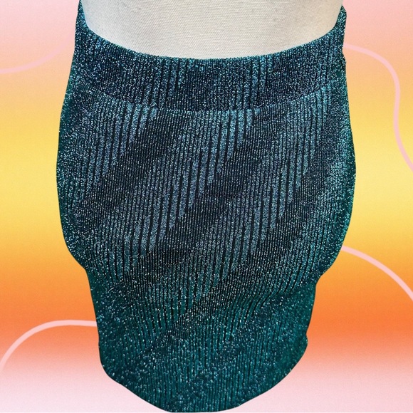 NWT ROTATE Birger Christensen ‘Kristinia’ Striped Skirt in “Crystal Teal” Size 2 - Picture 10 of 16